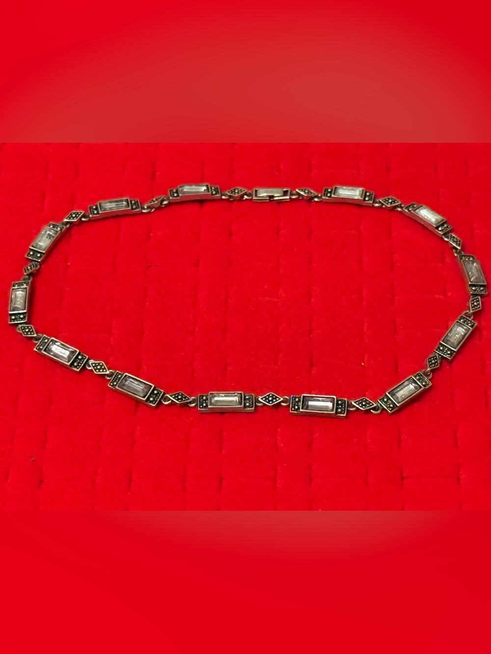 Art Deco Style Vintage  Marcasite Baguette Necklace